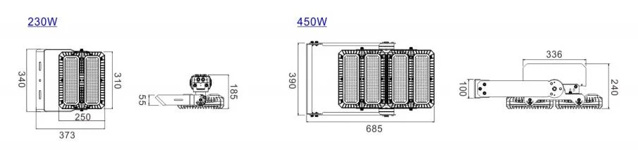 Narrow Beam 15° 25° 60° 90° Asy Angle 200W 450W 650W 900W 1350W IP67 Waterproof LED Stadium Light Sport Field Light High Mast Light