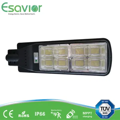 Esavior 120W à énergie solaire tout en un lampadaire solaire LED pour résidentiel/voie/chaussée/jardin/éclairage mural extérieur